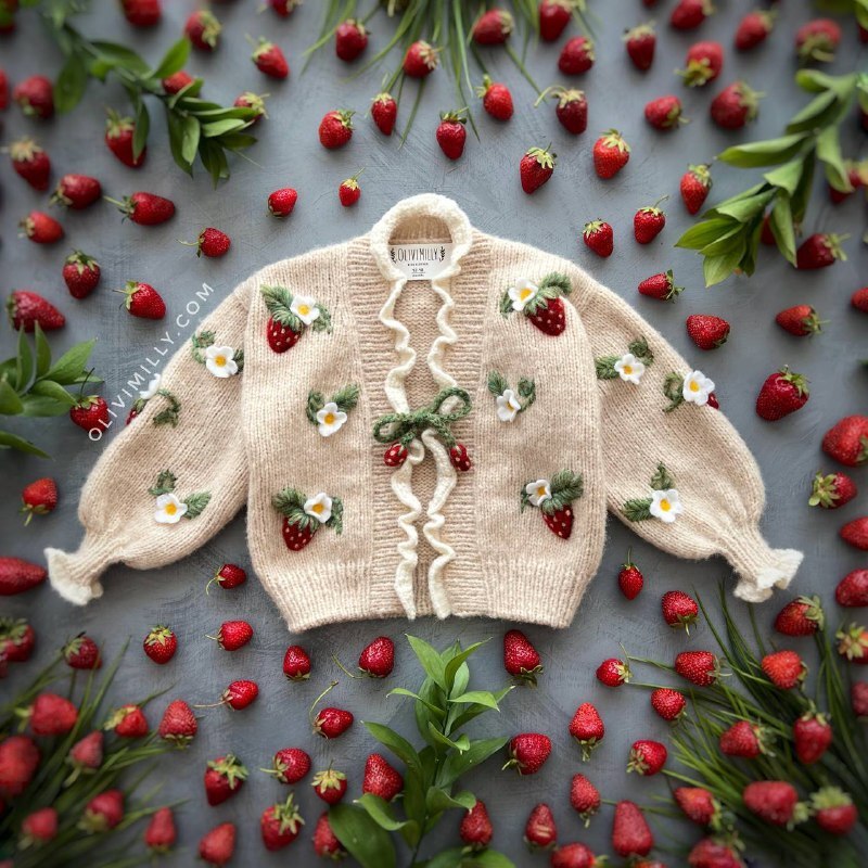 Strawberries Cardigan | Wheat