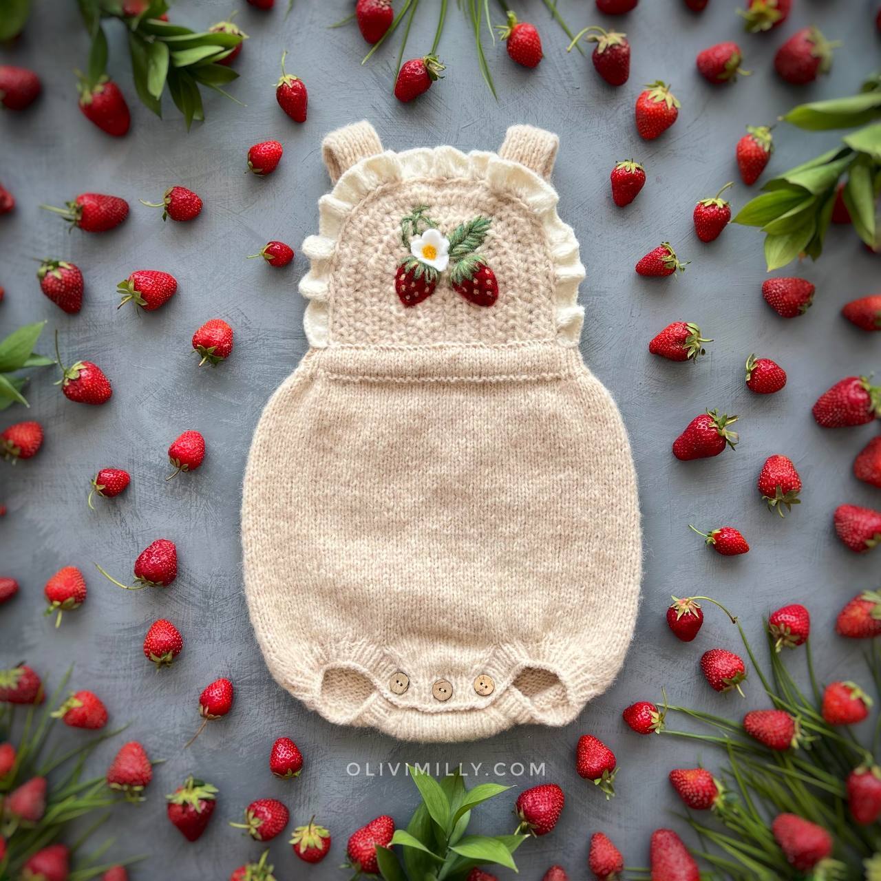 Strawberries Romper | Wheat