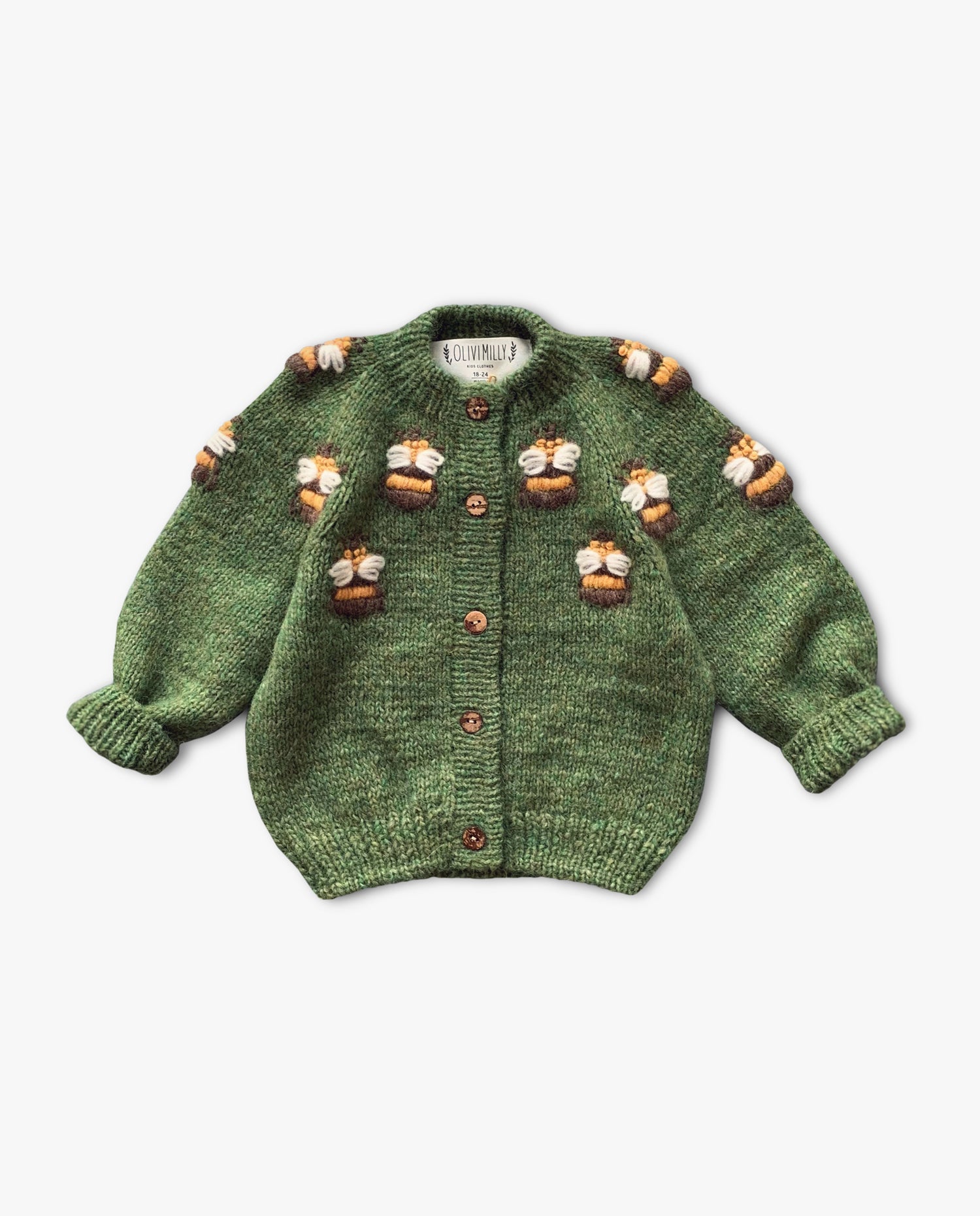 Bee cardigan | Moss Green