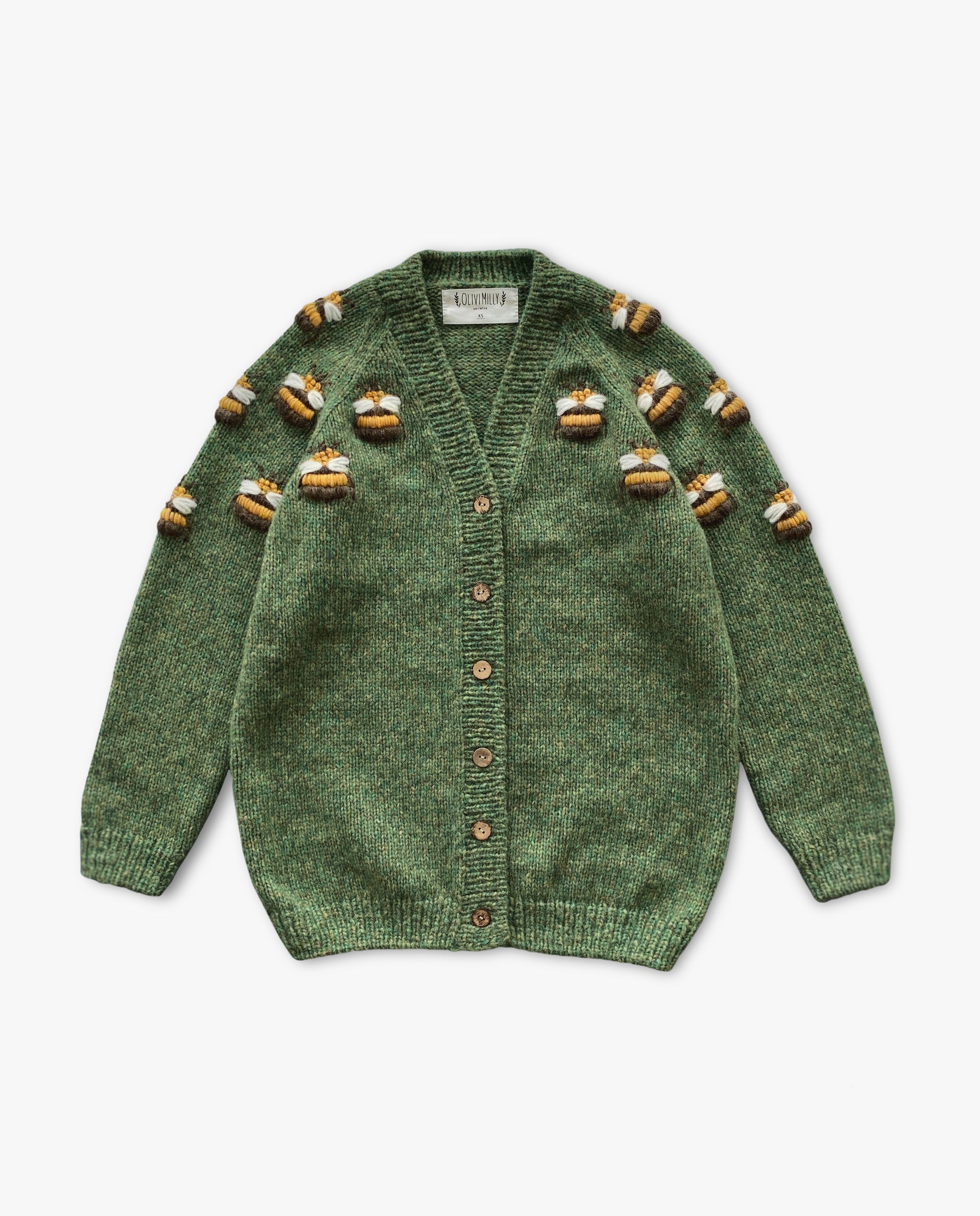 Adult Bee cardigan | Moss Green – OliviMilly