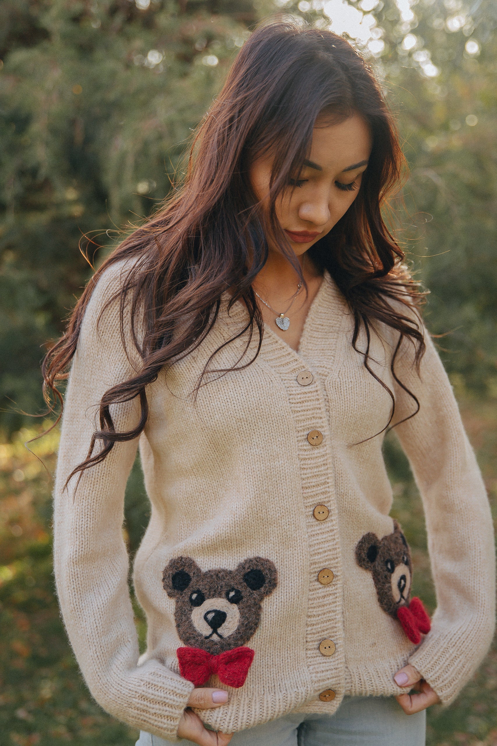 Adult Bear cardigan | Wheat | In Stock (XS)