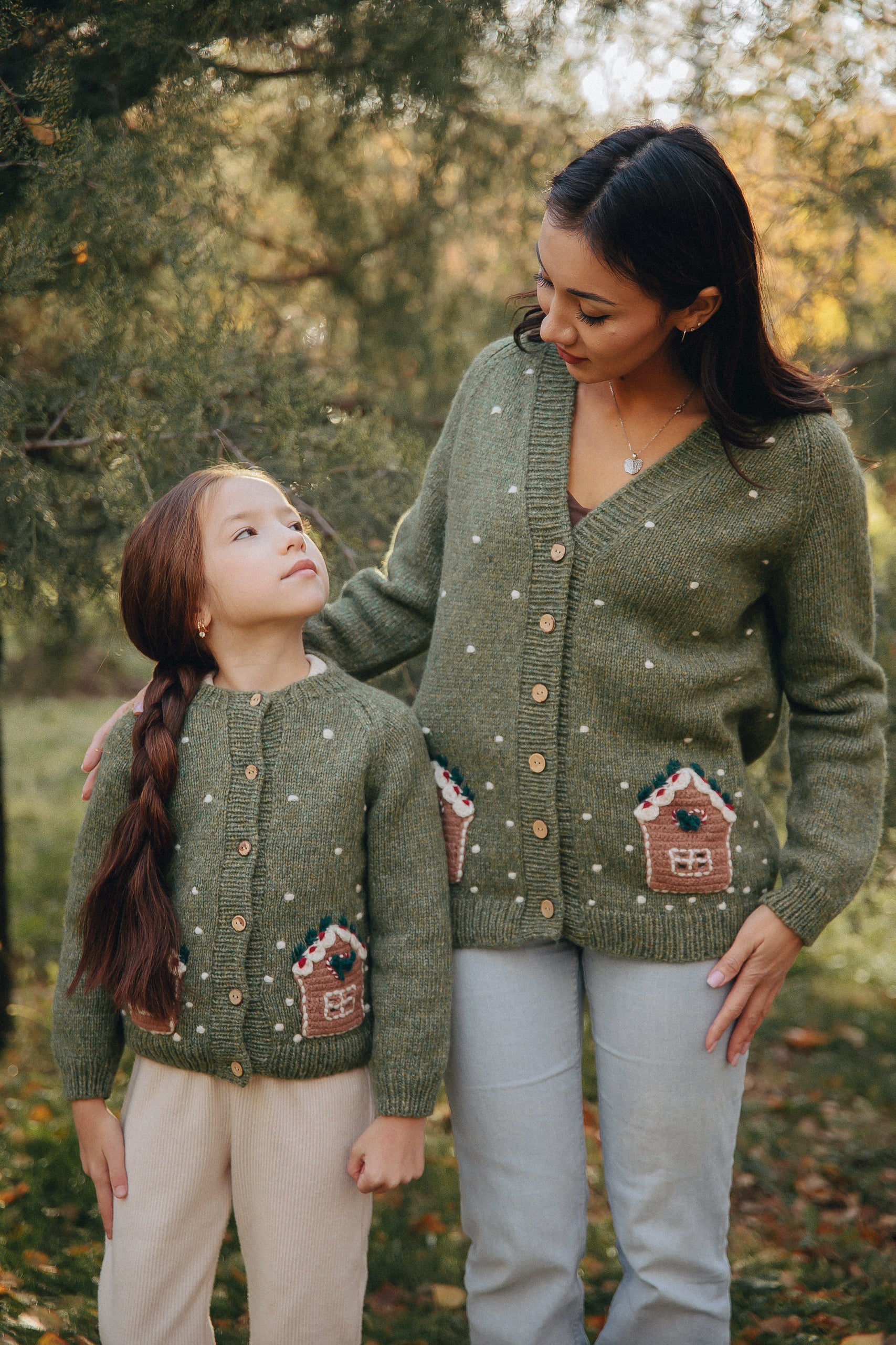 Adult Winter Fairy Tale cardigan| Moss Green