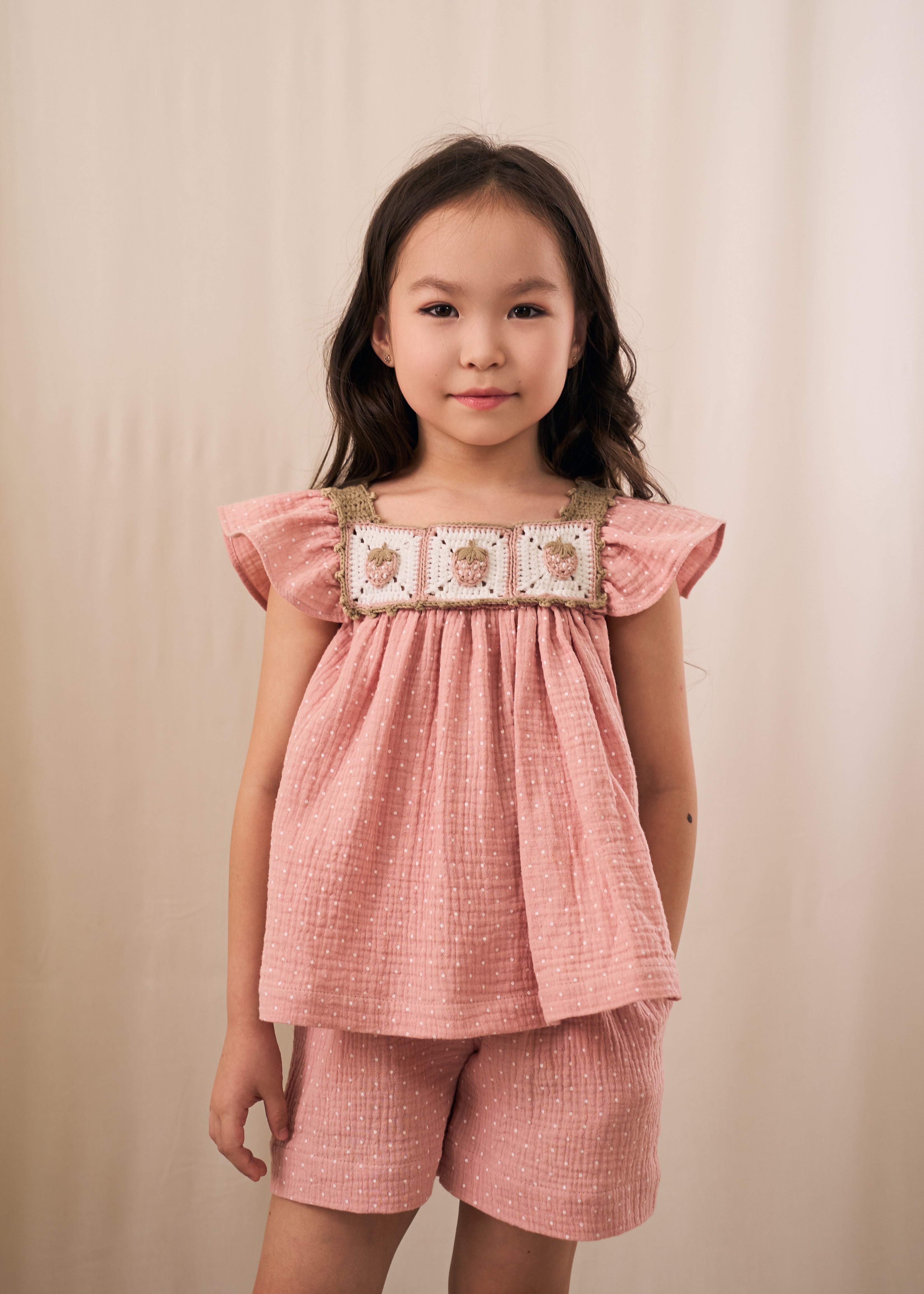 Strawberry Muslin Top | Powder Pink