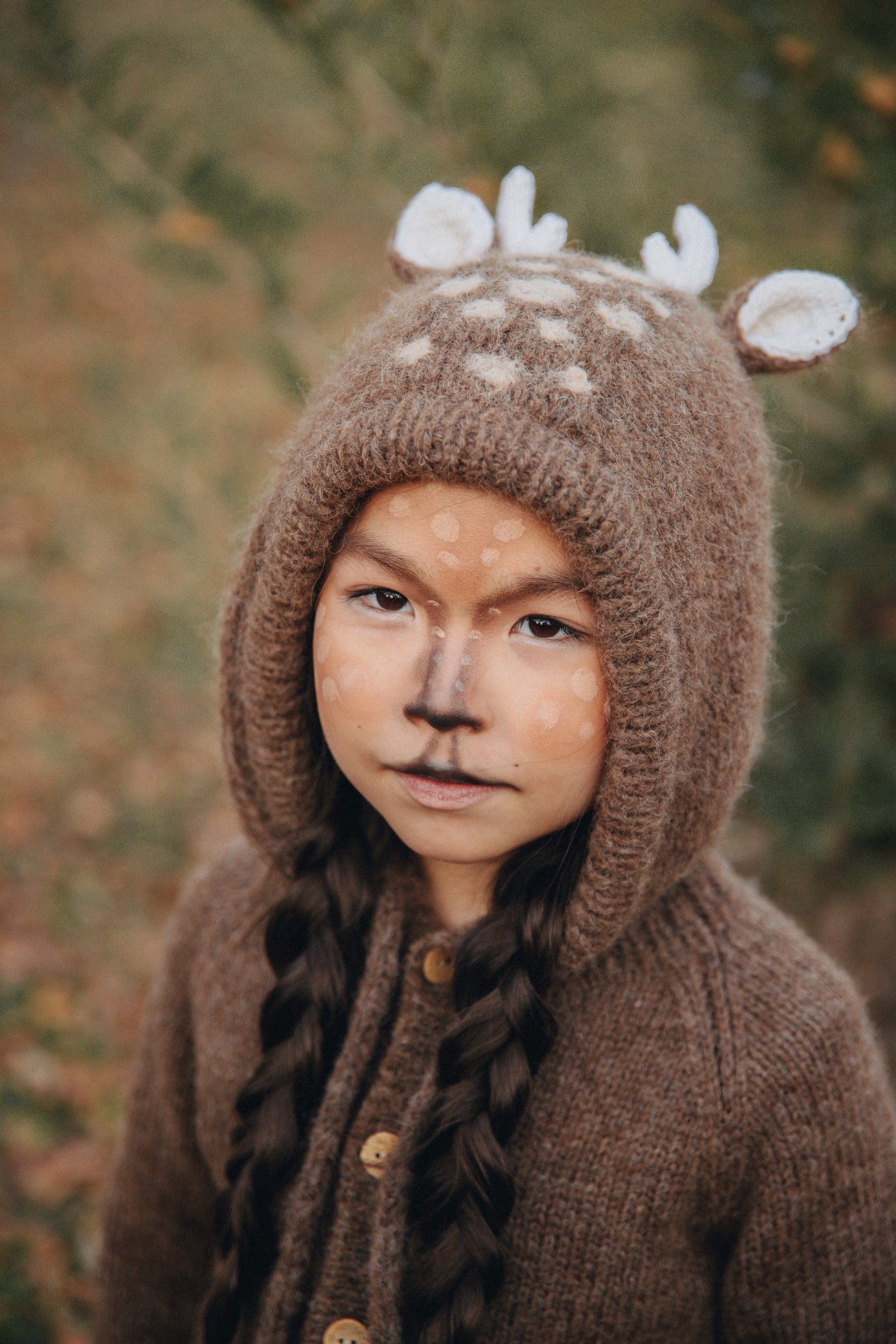 Deer Hooded Cardigan | Brown