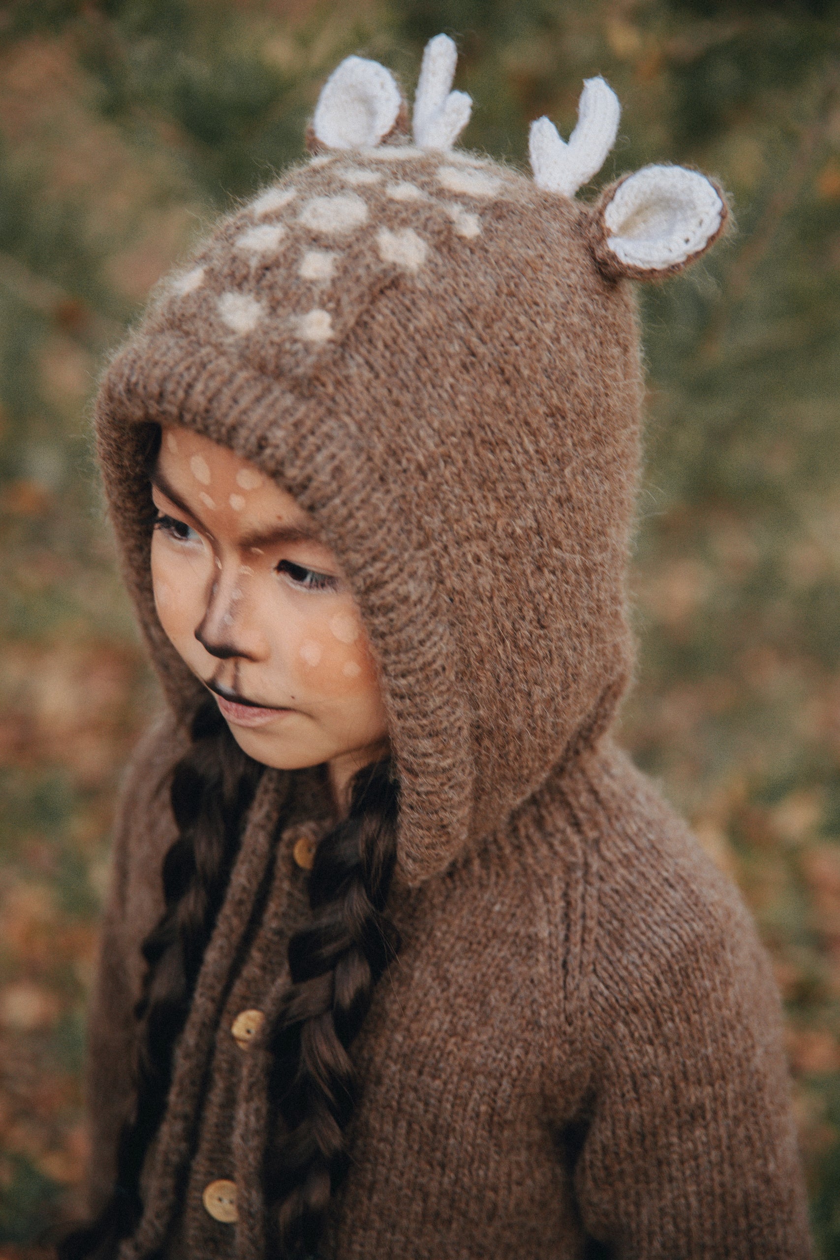 Deer Hooded Cardigan | Brown