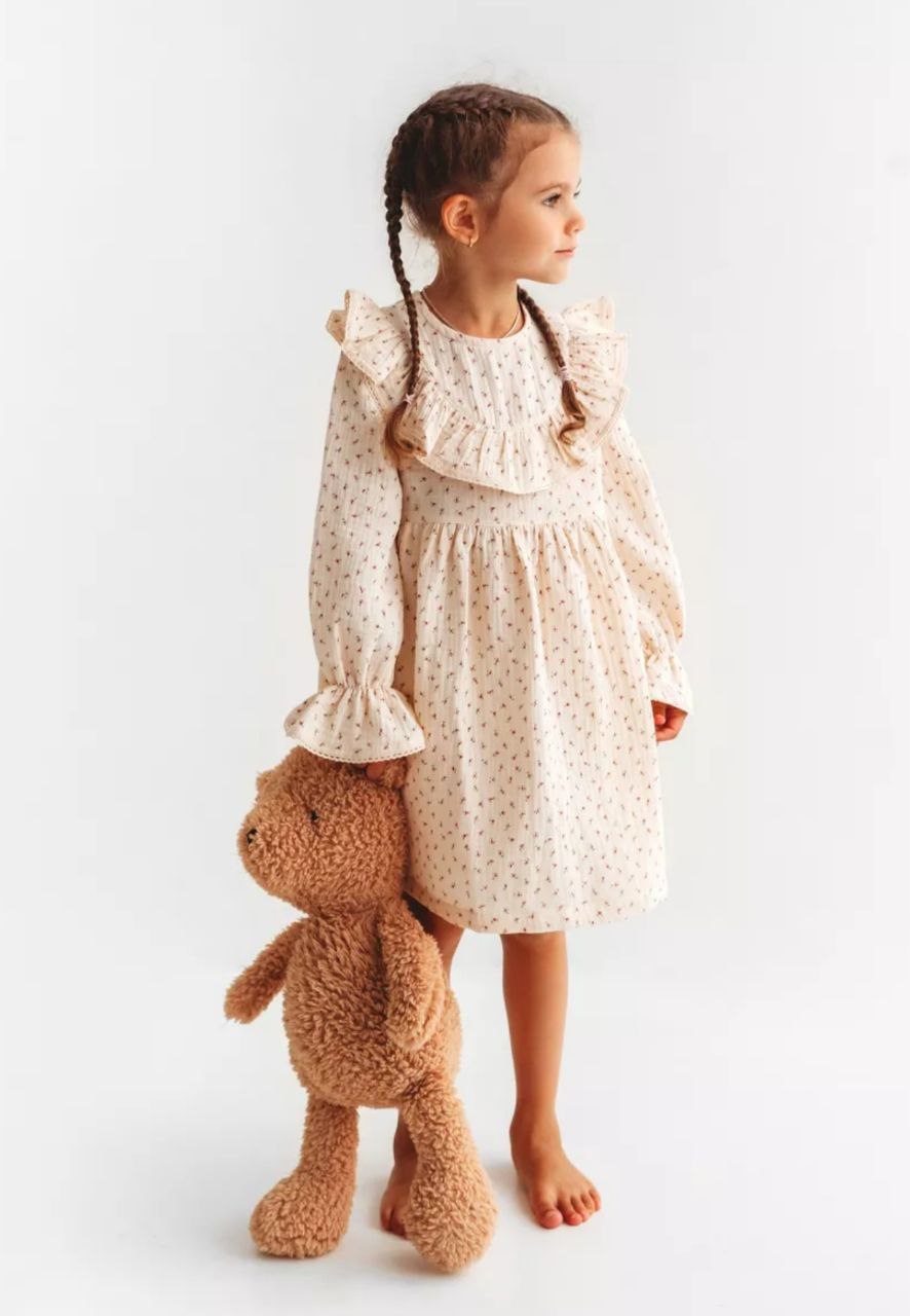 Flowers Dress | Beige | In Stock