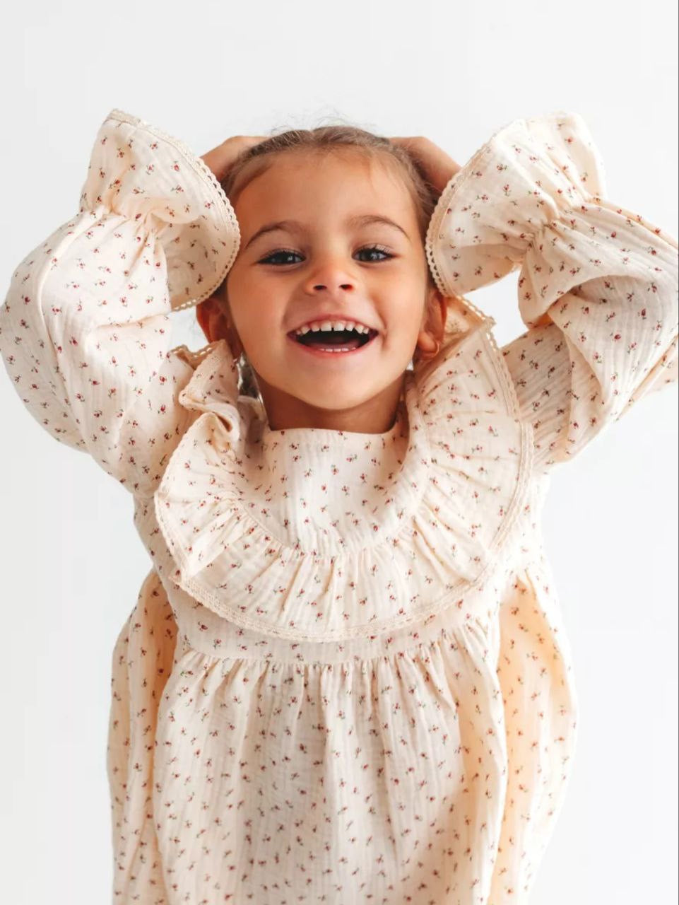 Flowers Dress | Beige | In Stock